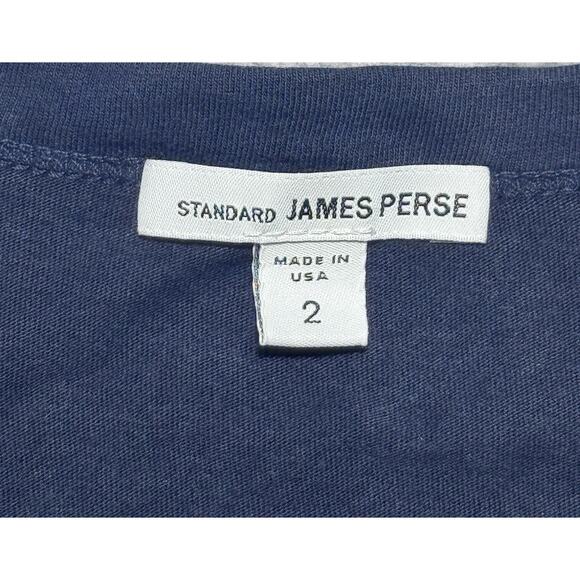 James Perse Men's Navy Long Sleeve Crew Neck Size 2 Medium Shirt $98 - Picture 3 of 4